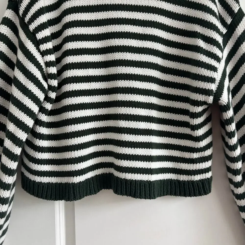 Show‎ Me Your Mumu Good Karma Cardigan Forest Green Striped Balloon Sleeves Sz L